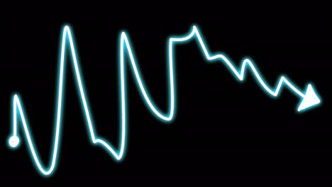 neon arrow with oscillations and downward movement.