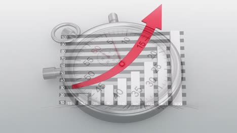 animation of statistics with red arrow over stopwatch