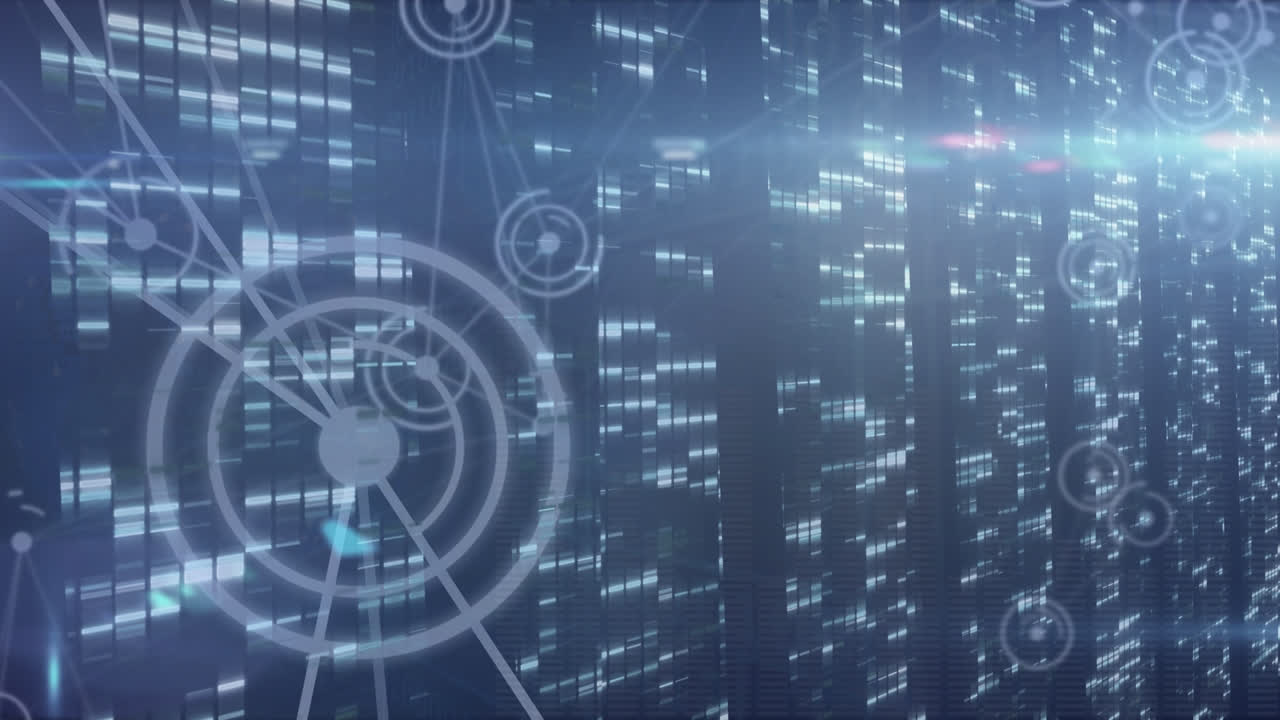 animación de la red de conexiones con puntos sobre el procesamiento de datos