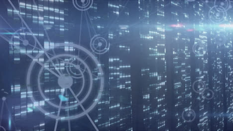 animación de la red de conexiones con puntos sobre el procesamiento de datos