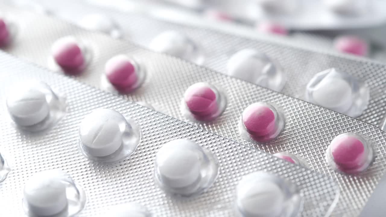 Close-up of pills in blister packs