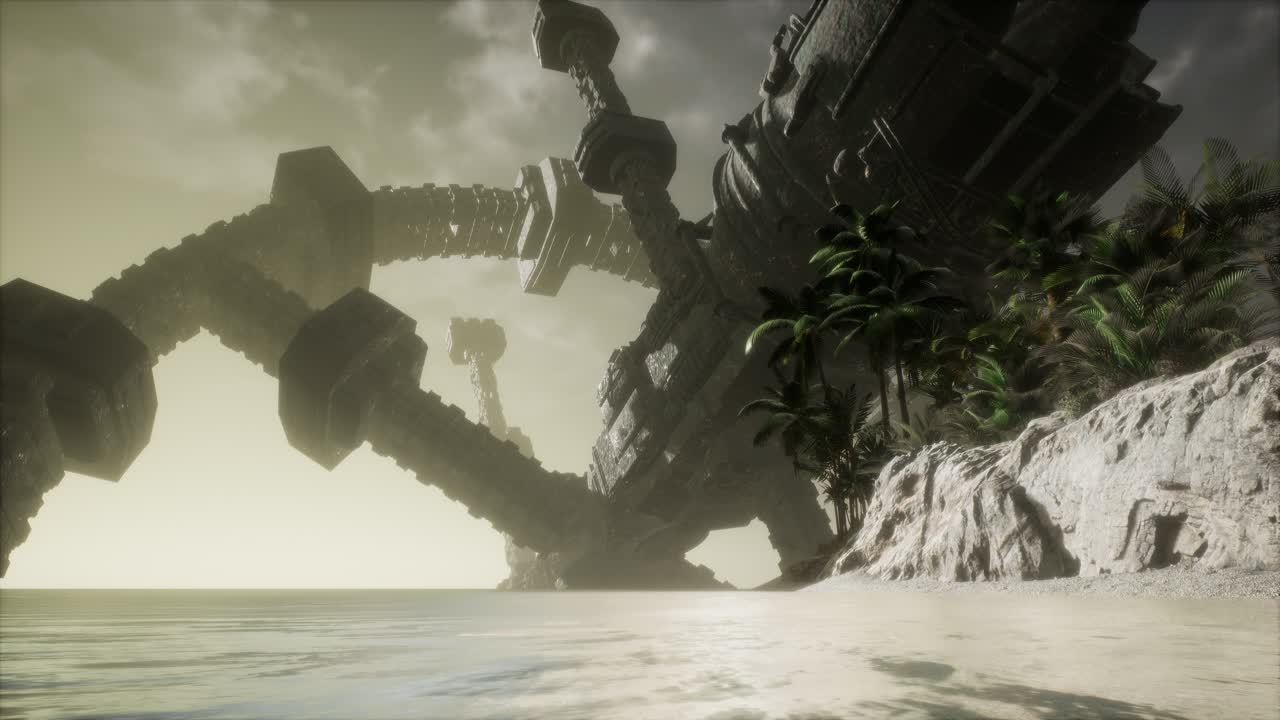 ufo가 열대 섬 근처의 바다에 추락했습니다.