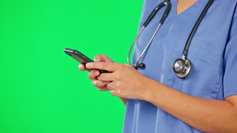 Telefontext,-Grüner-Bildschirm-Und-Frauenhand-Der-Krankenschwester