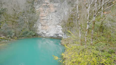 río turquesa en un bosque rocoso