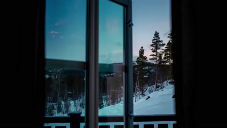 time lapse thought window in the winter