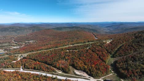 aerial panorama of fall foliage forest at killington mountains near vermont resorts in united states