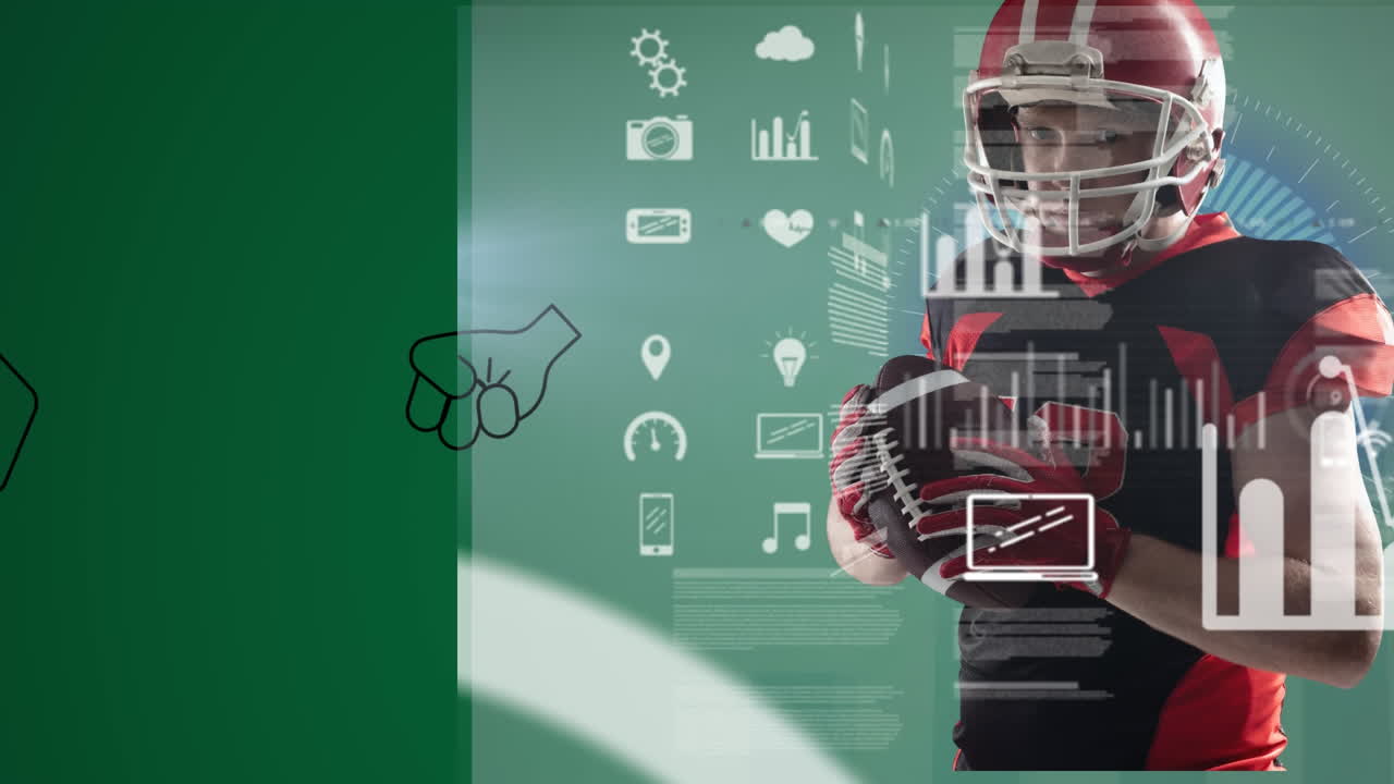 Animation of data processing over american football player