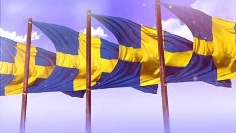 swedish flag waving in the wind