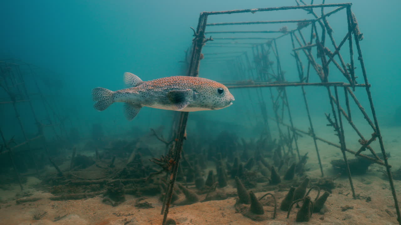Porcupinefish in an Artificial Reef