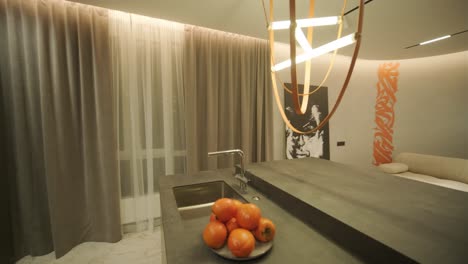 stylish and elegant minimalist home interior featuring clean lines, neutral colors, and warm ambient lighting, creating a cozy and modern atmosphere.