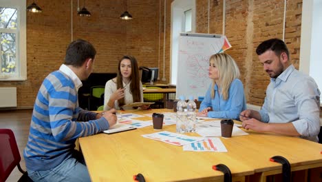 business team meeting involved diverse people participating in creative sustainable ideas steadicam shot across boardroom table shared work space