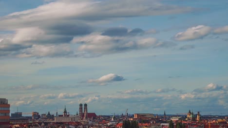 4k uhd time lapse cinemagraph of the munich skyline with the main cathedral and its two towers in the center at marienplatz