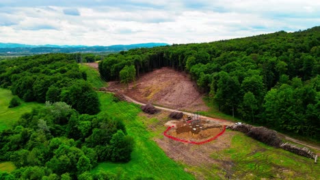 aerial 4k drone footage of environmental reality: rapid deforestation by human hands