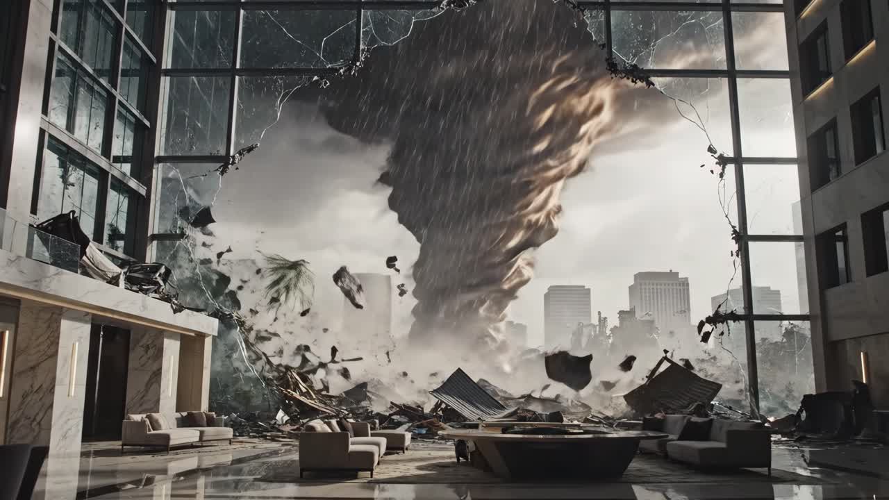 Tornado Devastation Inside Building