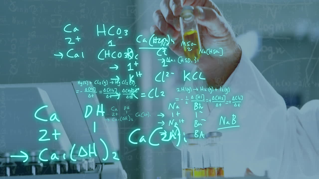 실험실에서 백인 남성 과학자에 대한 과학 데이터 처리의 애니메이션