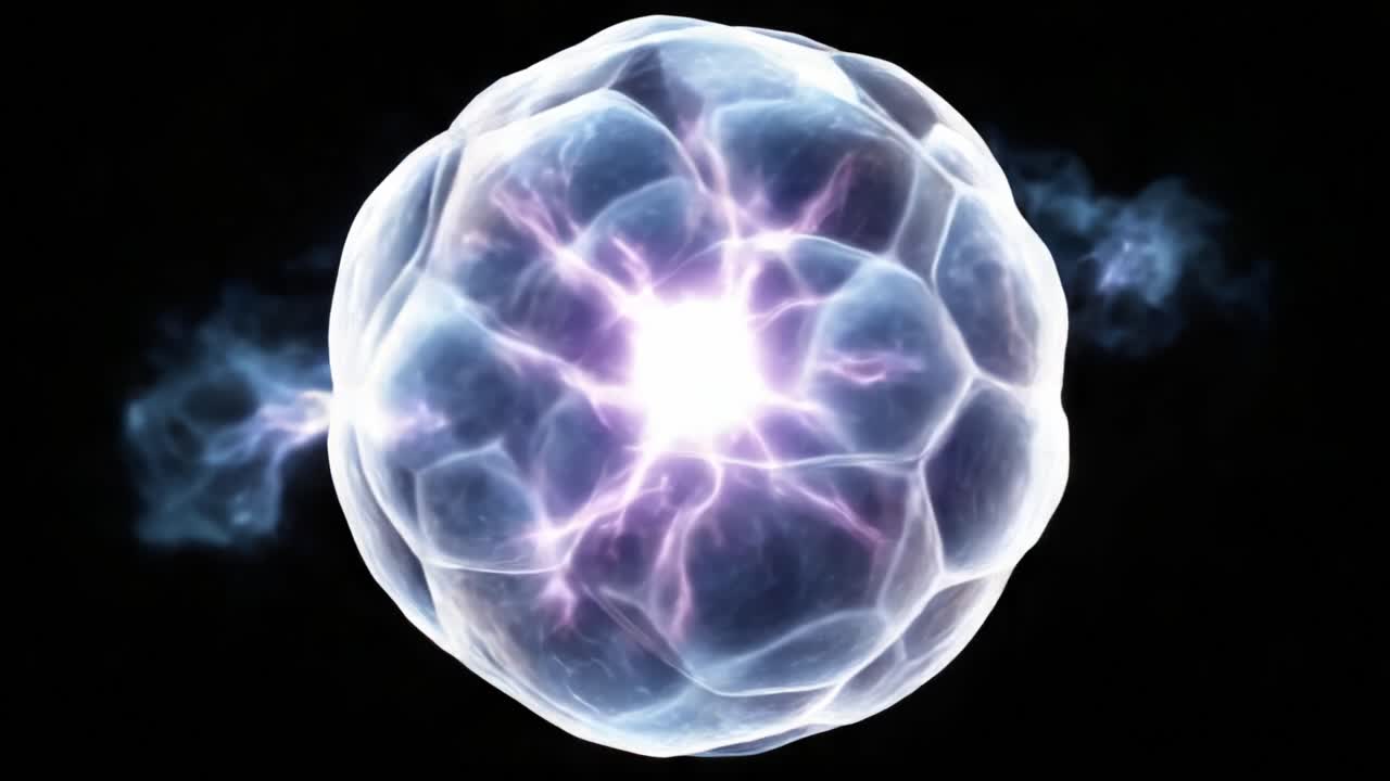 Intriguing Visualization of a Luminescent Energy Sphere with Electric Discharges, Capturing the Complexity of Particle Dynamics and Light Interaction