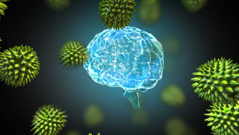 compuesto digital de un cerebro atacado por sustancias extrañas