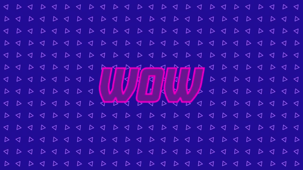 animazione del testo wow su forme in movimento su sfondo blu
