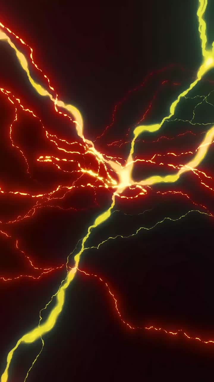 Linee di Energia Fulminee Astratte Rosse e Gialle Lampeggianti