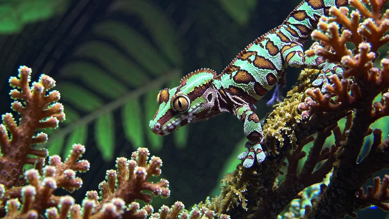 Colorful Gecko on Coral Reef