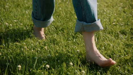 barefoot walk in a grassy field