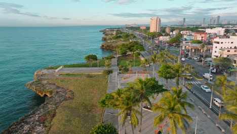 Aerial-View-Of-Parque-Vista-del-Mar,-Sea-View-Park-In-Santo-Domingo,-Dominican-Republic