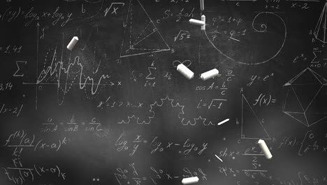 fórmula matemática de primer plano y elementos en la pizarra 10