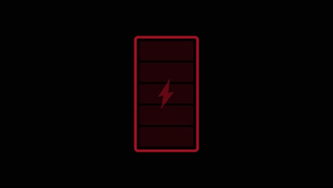 loop animation showing an empty battery with a flickering lightning symbol, representing power failure or critical energy level