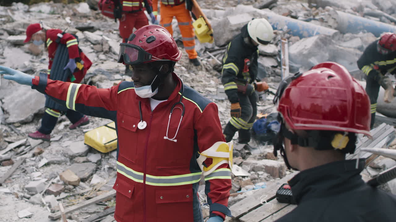 Emergency Response Team at a Disaster Site