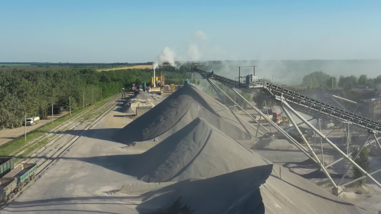 Granite quarry. Extraction of granite. Open cast mine. Stone Quarrying - Aerial view