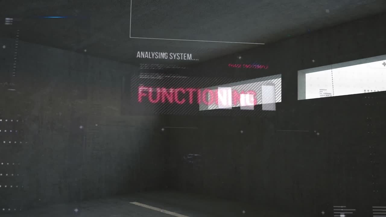 Animation of analysis and data processing on grey background