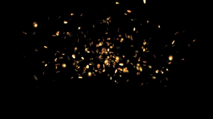 Confetti with transparent background - Golden festive animation of confettis shooting out from bottom of screen with alpha layer. Render animation
