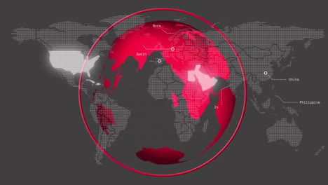 Animación-Del-Procesamiento-De-Datos-Digitales-Sobre-El-Globo-Y-El-Fondo-Gris