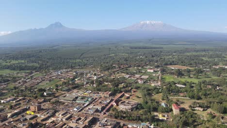 scenic aerial panorama of loitokitok town at footstep of mount kilimanjaro kenya