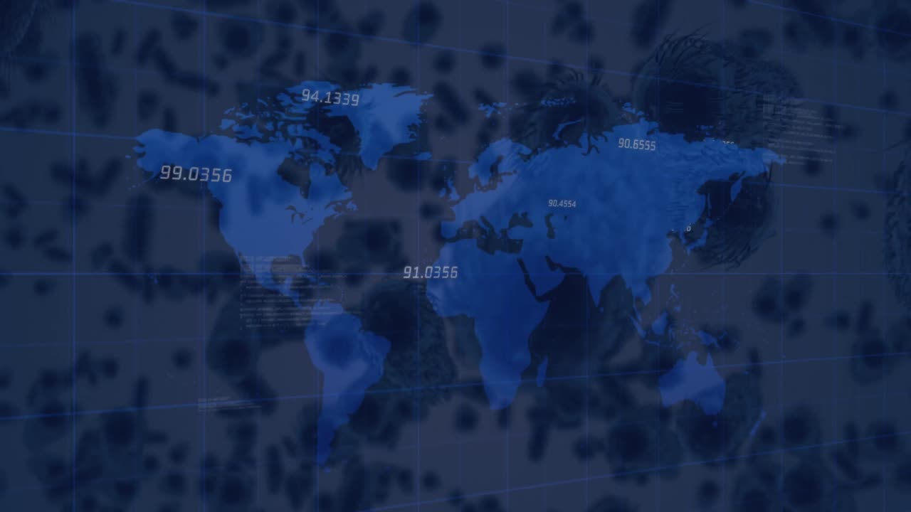 animación del procesamiento de datos sobre las células del virus