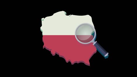 loop search with magnifying glass on the map of poland with the flag with alpha channel (flat design)