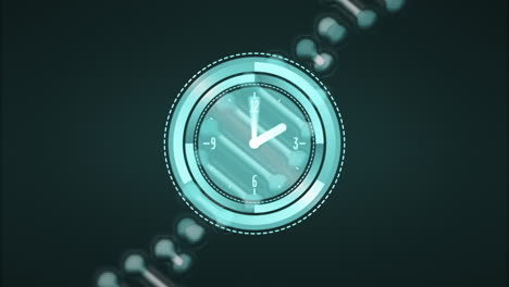 futuristic clock animation with glowing blue elements and digital effects
