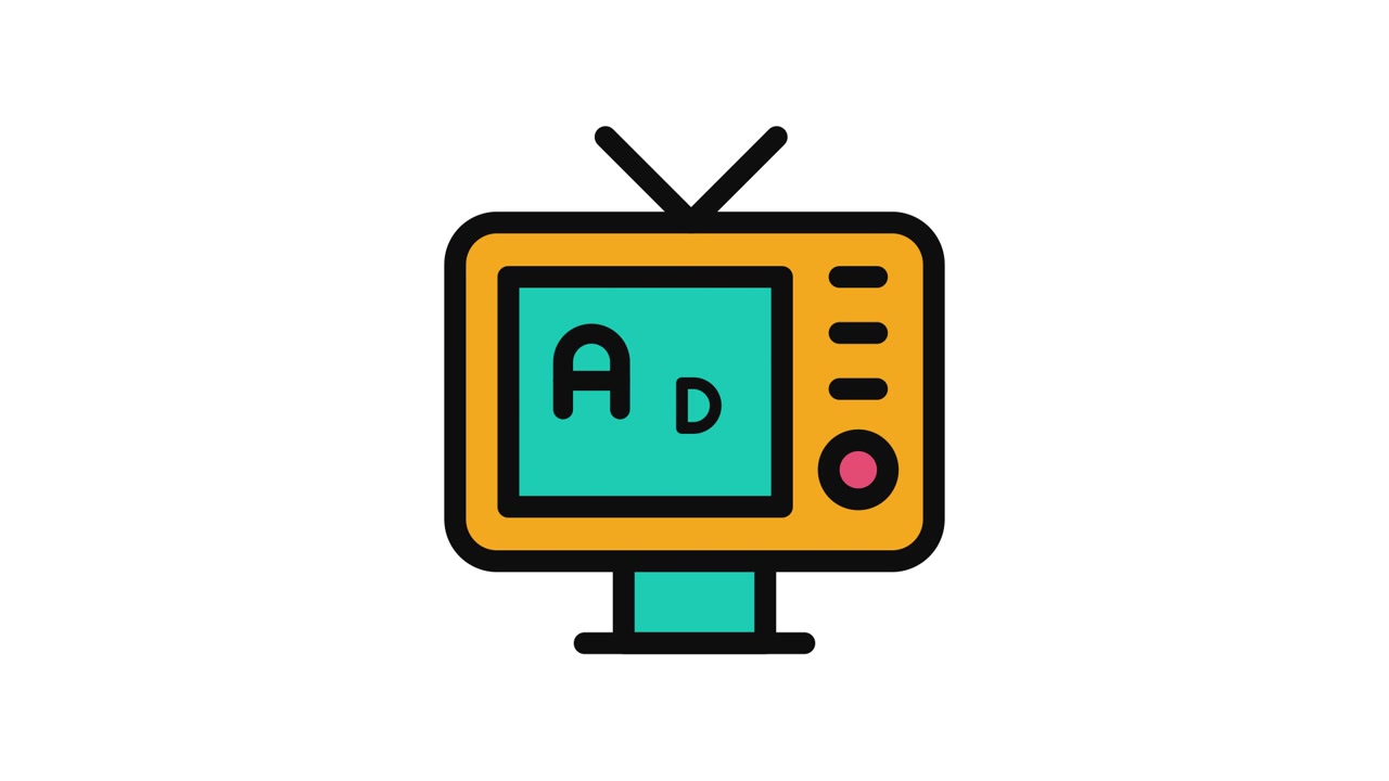 Cartoon Television Icon with AD Advertisement on Screen