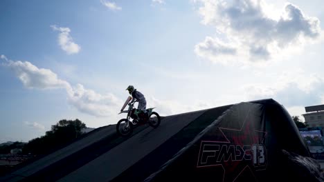 motocross freestyle show in urban setting