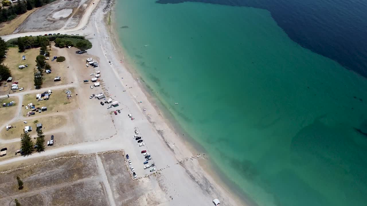 Aerial View of a Coastal Campground and Mine near the Ocean