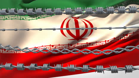 barbed wires against iran flag