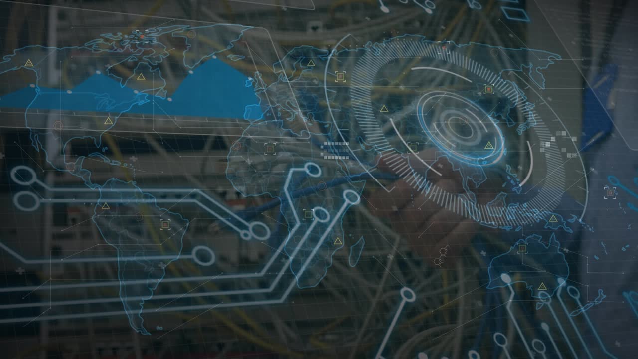 Animation of network of connections and icons over car model