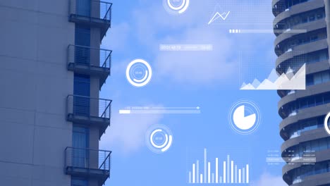 animación del procesamiento de datos sobre el paisaje urbano