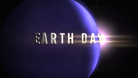 Animation-closeup-Earth-Day-text-with-motion-planet-and-light-of-stars-in-galaxy