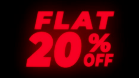 20% de descuento en el texto parpadeante de la pantalla de bucle promocional.