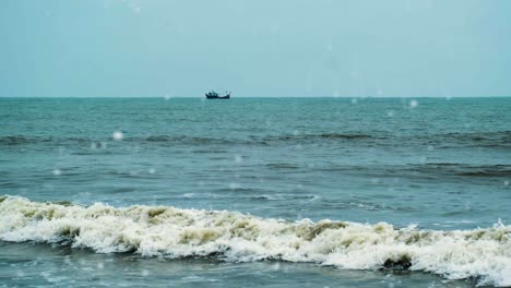 shot of fishing trawler in the indian ocean near the bay of bengal in kuakata waters, bangladesh