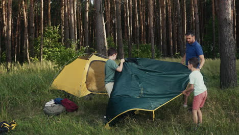 family camping in the nature