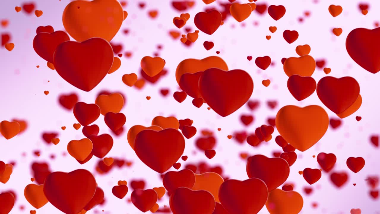 video de bucle. abstract corazones rojos sobre fondo azul. corazones volando. concepto: día de san valentín, aniversario, día de la madre, matrimonio, invitación, boda, cumpleaños, festivo. bucle sin costuras 4k video