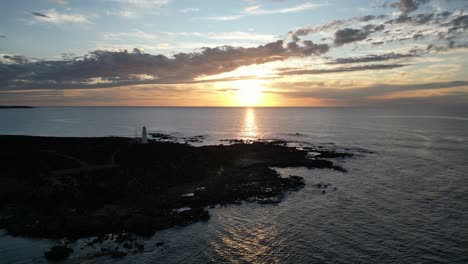 i lighthouse at the ocean, during sunset. it's like a trinity for epic videos