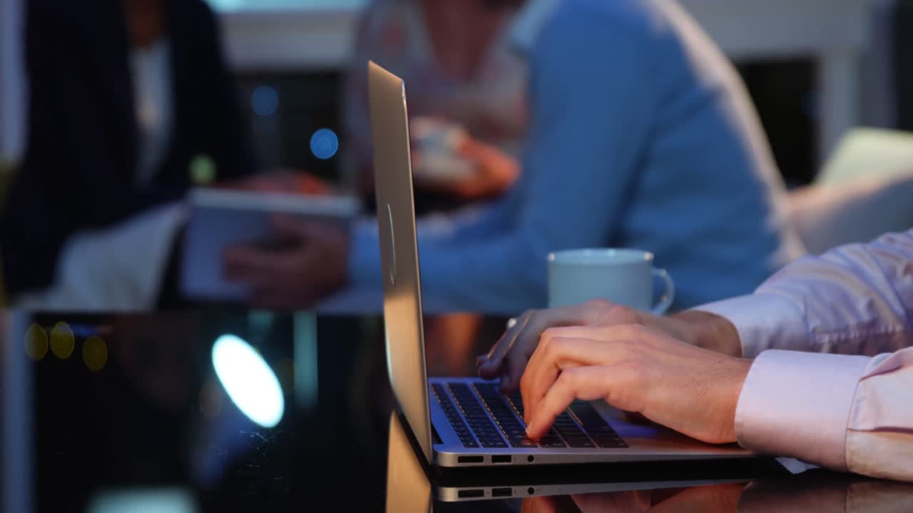 Businessman working on laptop